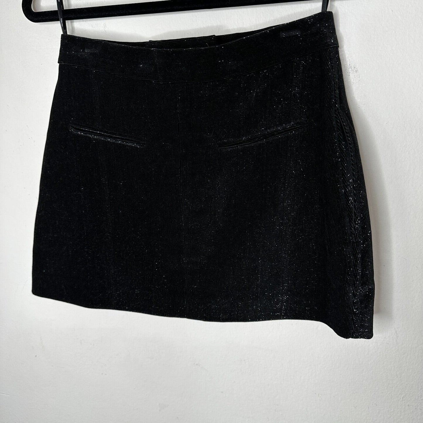 Alex Perry SET Black Silver Shimmer Long Sleeve Shirt & Mini Skirt 6