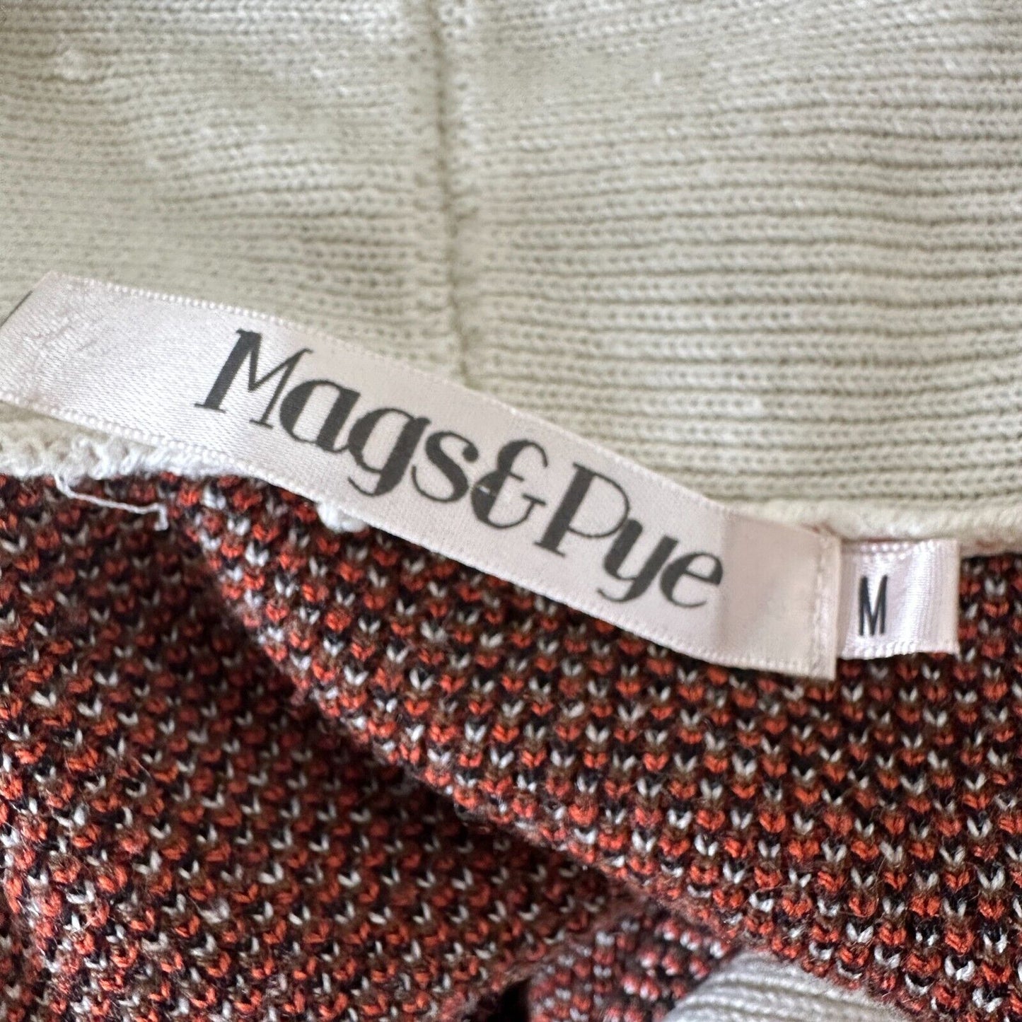 Mags & Pye Cream Brown Rust Native Aztec Print Longline Cardigan Sweater Medium