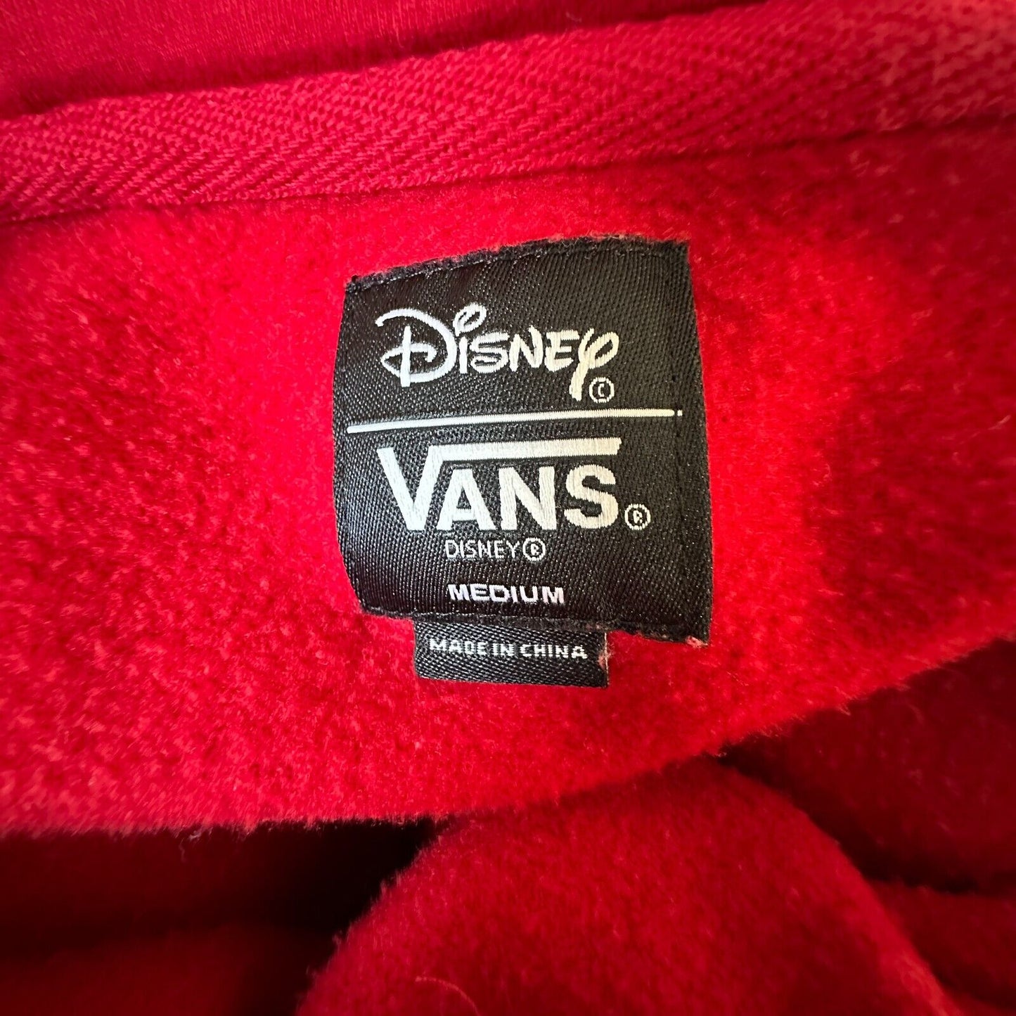 Disney X Vans Red Mickeys 90 Anniversary Front Pocket Pullover Fleece Hoodie M