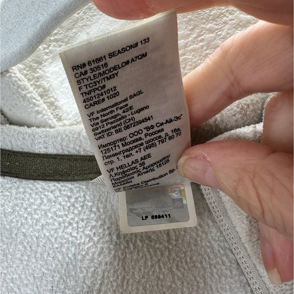 Northface Cream Polartec Fleece Pocketed Zip Hoodie Small