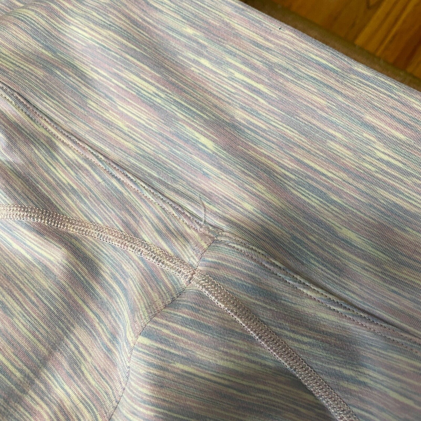 Outdoor Voices Techsweat 7/8 Activewear Legging Striped Pale Blue Pink Small