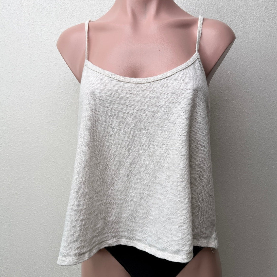 LNA Cream Cotton Spaghetti Strap Crop Top Womens L