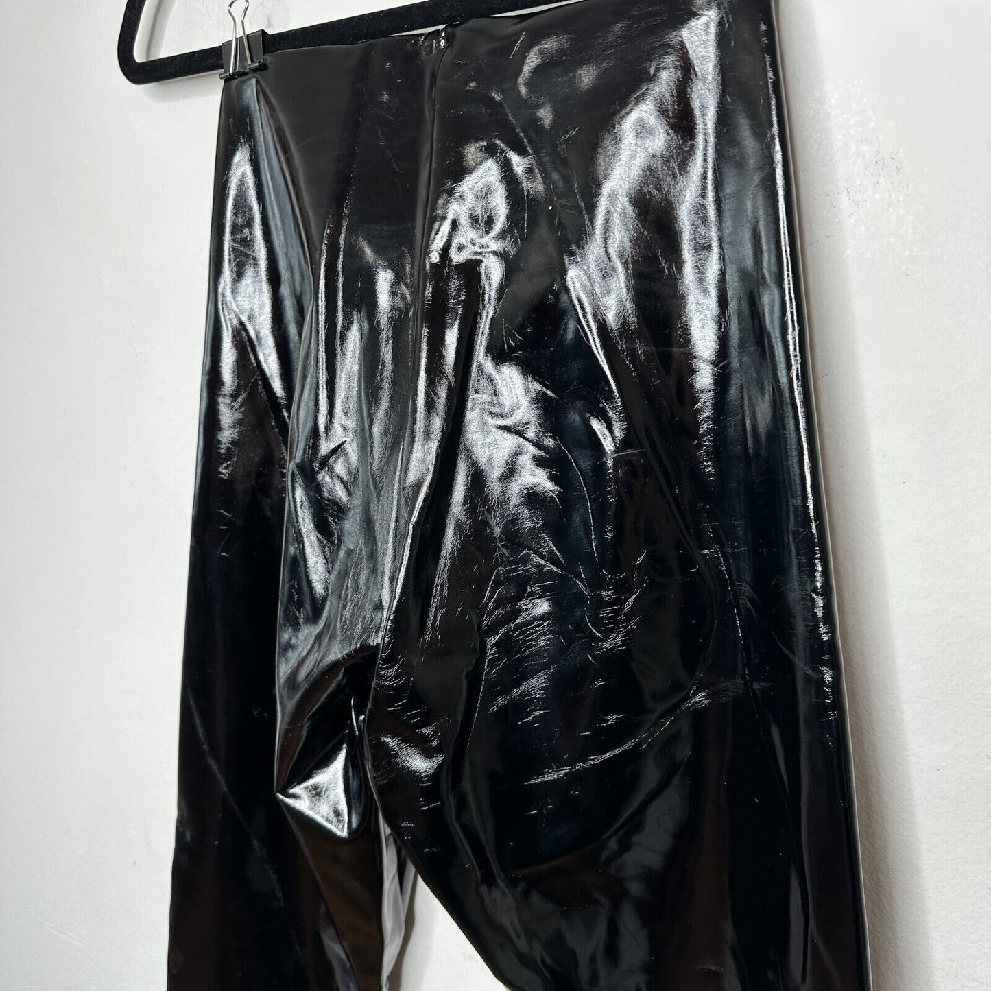 Commando Black Shiny Crackle Faux-Patent Legging High Shine High Rise Stretch SM