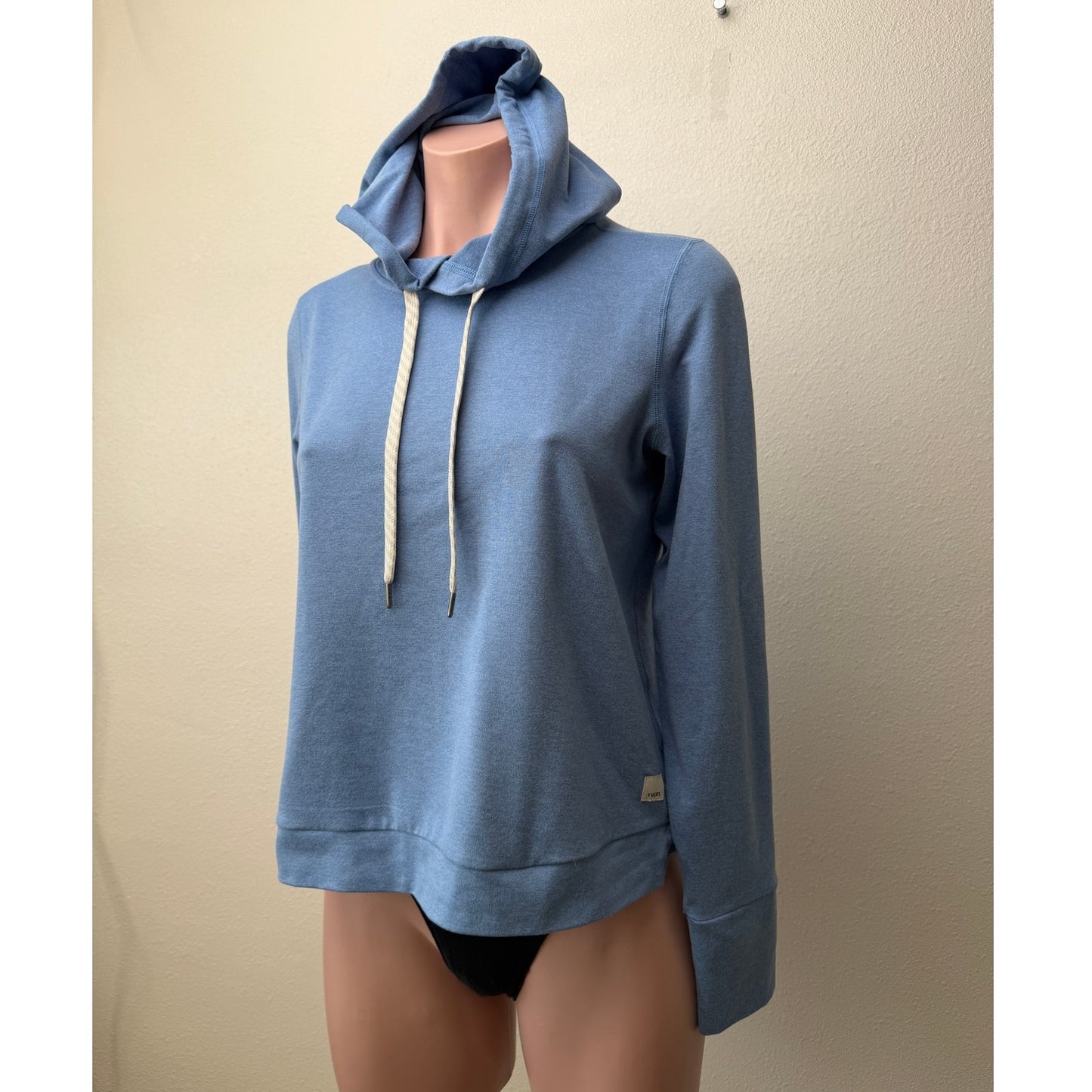 Vuori Blue Hooded Crop Sweater XS Lightweight Long Sleeve Pullover Women
