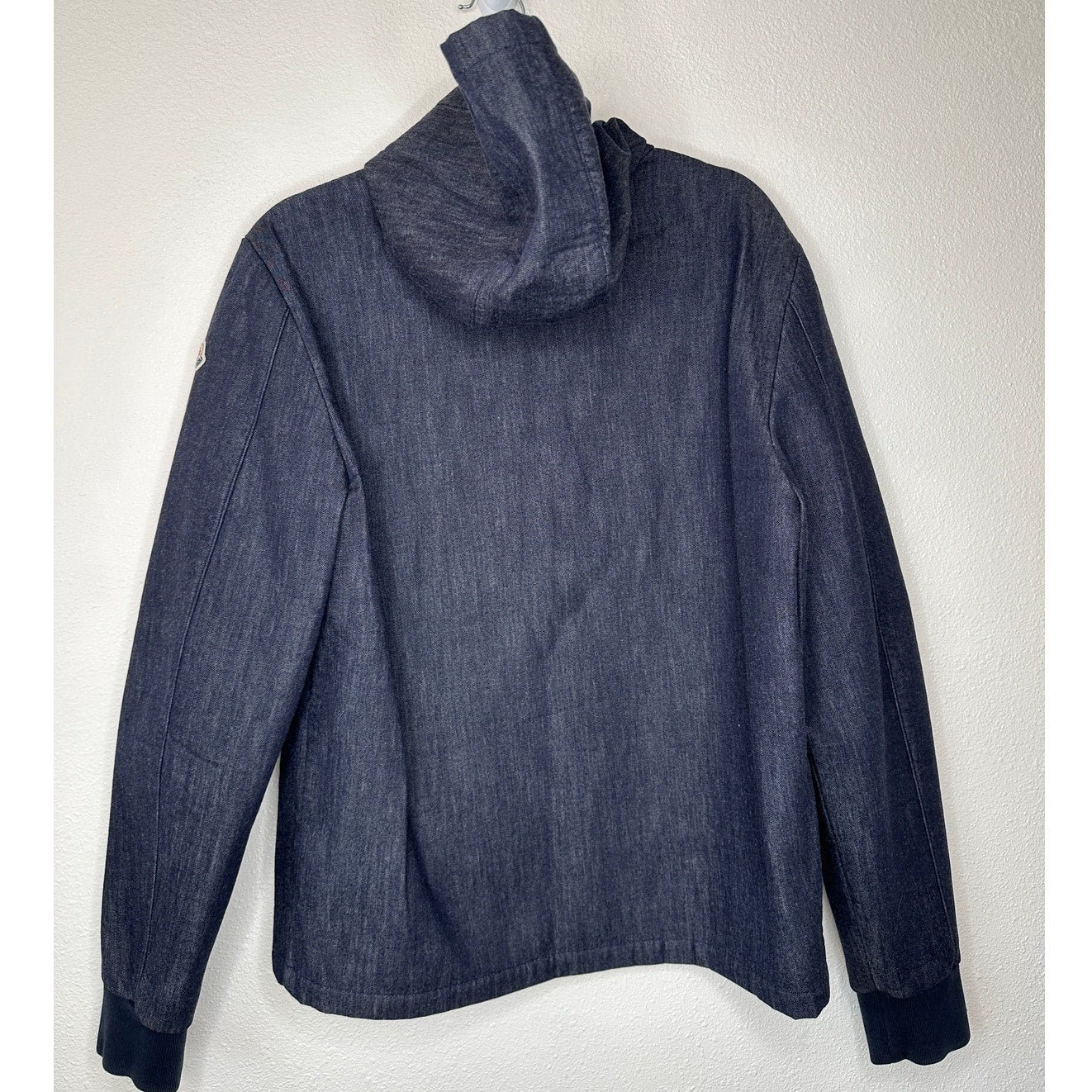 Moncler Maglia Cardigan Dark Wash Denim Blue Zip Hooded Jacket L