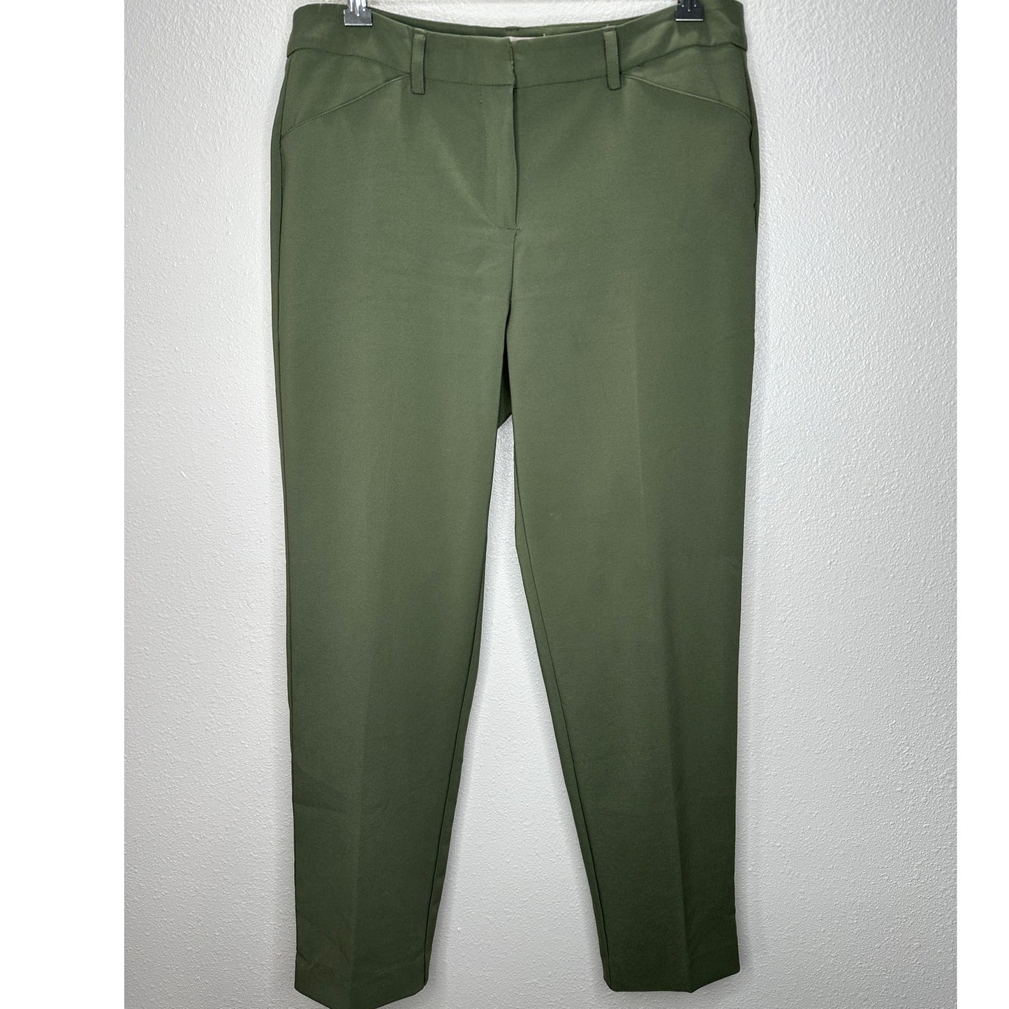 Nanette Lepore Olive Green Dress Pants Slash Pocket Trouser 10