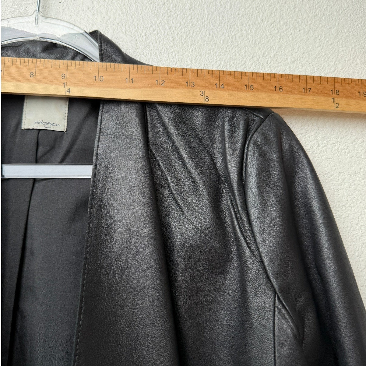 Halogen Black Leather Open Front Jacket Women's M