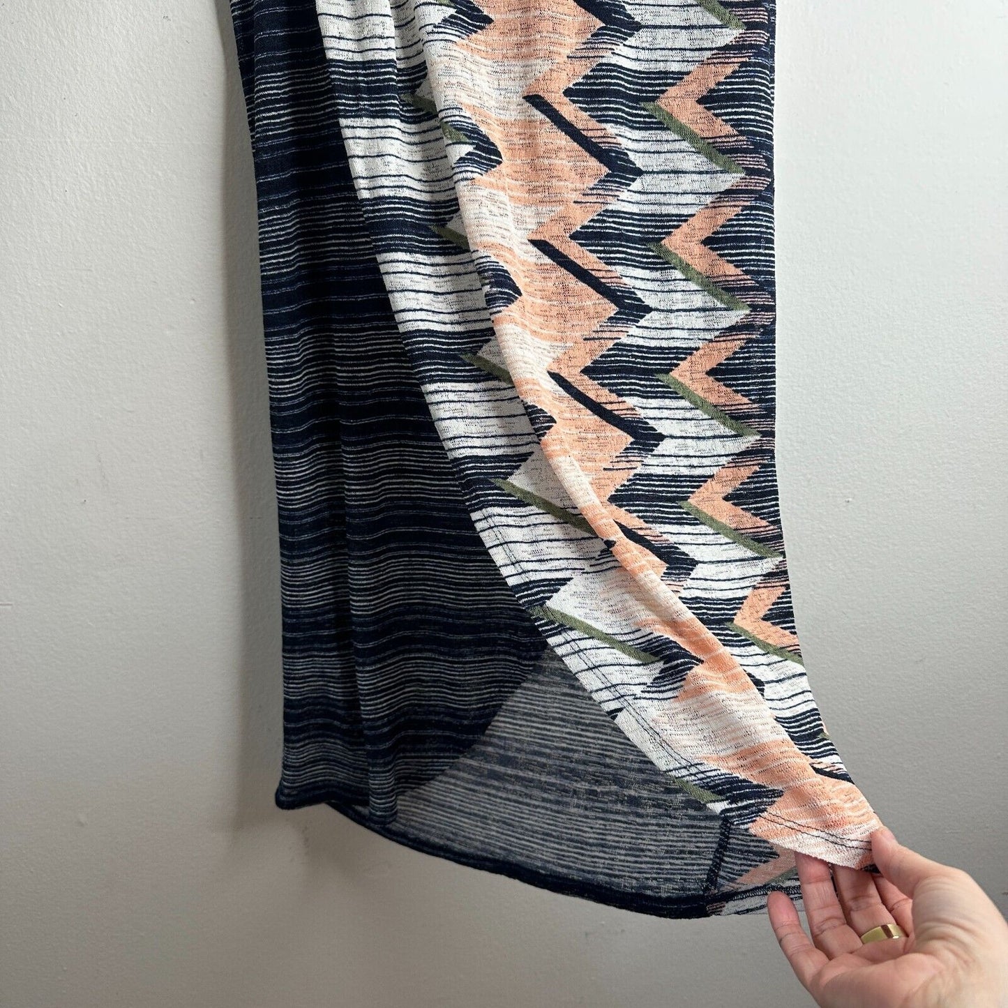 Anthropologie Maeve Plata Aztec Stripes Knit Midi Blue White & Peach XS
