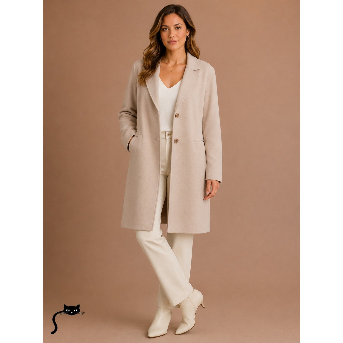 TSE 100% Cashmere Pale Pink Button Front Notch Collar Pockets 8