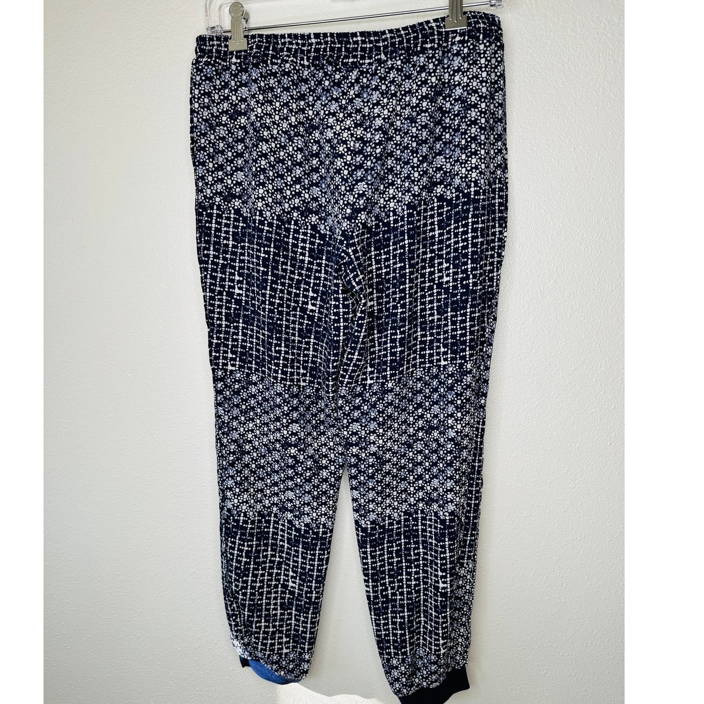 Tavik Womens Navy Ivory Polka Dot Cinch Tie Waist Banded Jogger Pant S