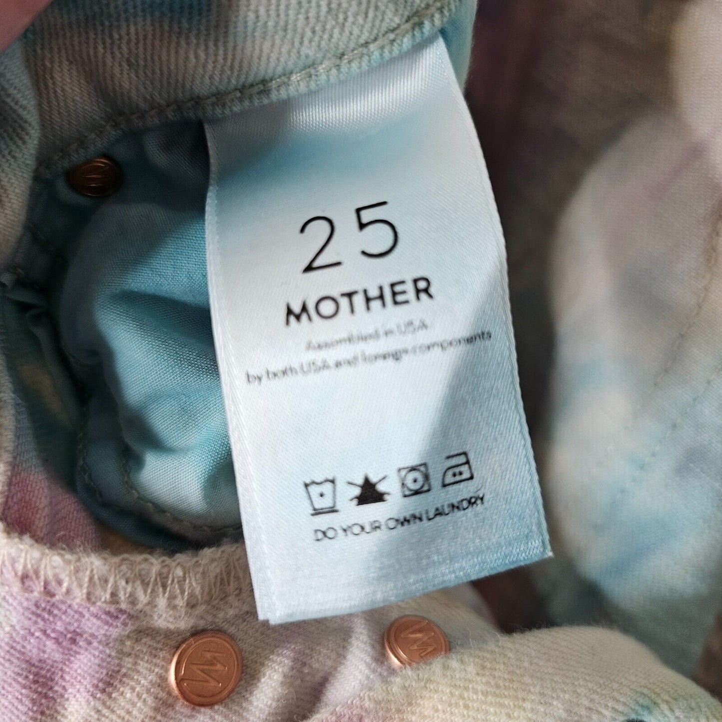 MOTHER The Tripper Swirling Secrets Pastel Tie-Dye Jeans Button Fly Front 25