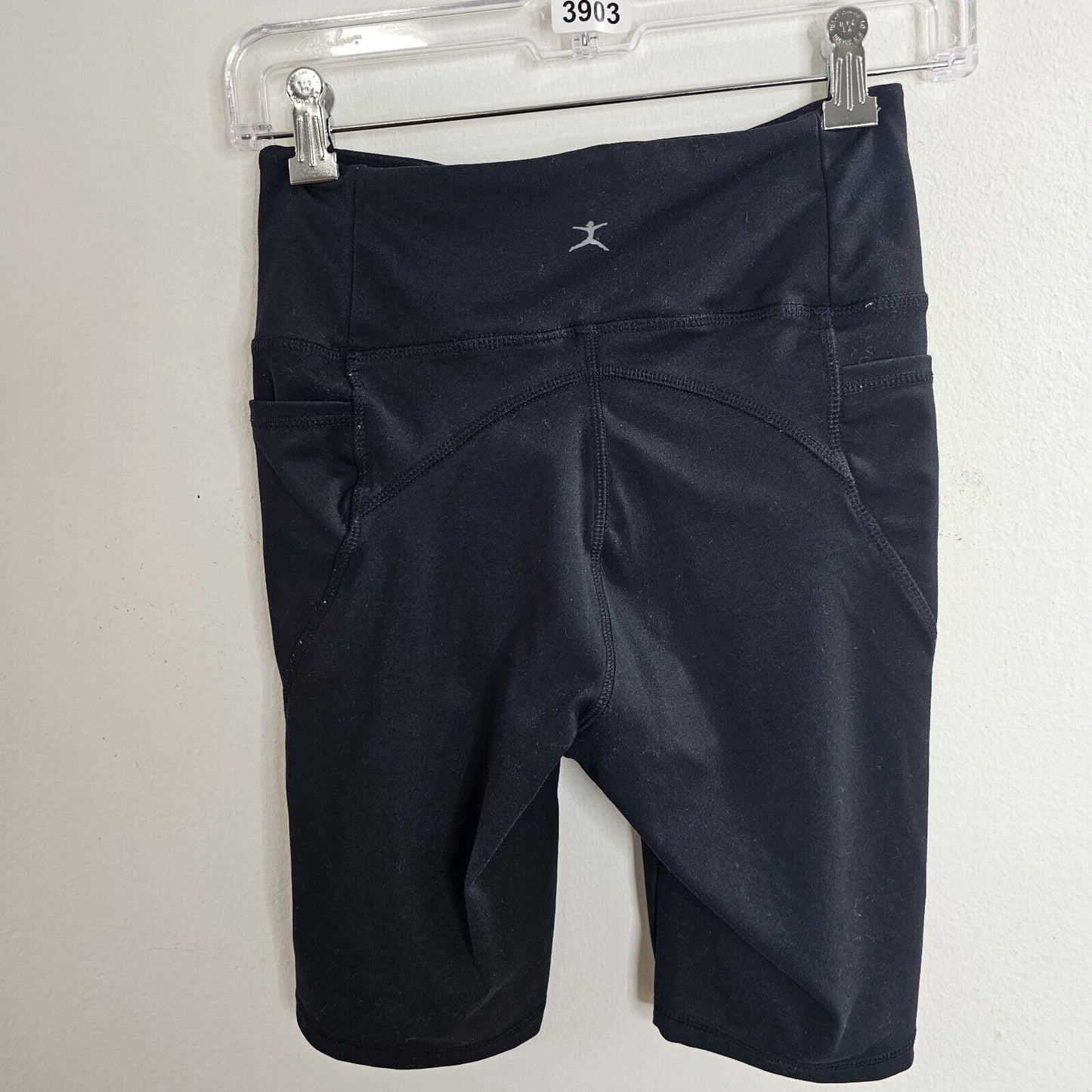 Danskin Black Bike Shorts Side Pockets High Rise Shaping Contour Seams