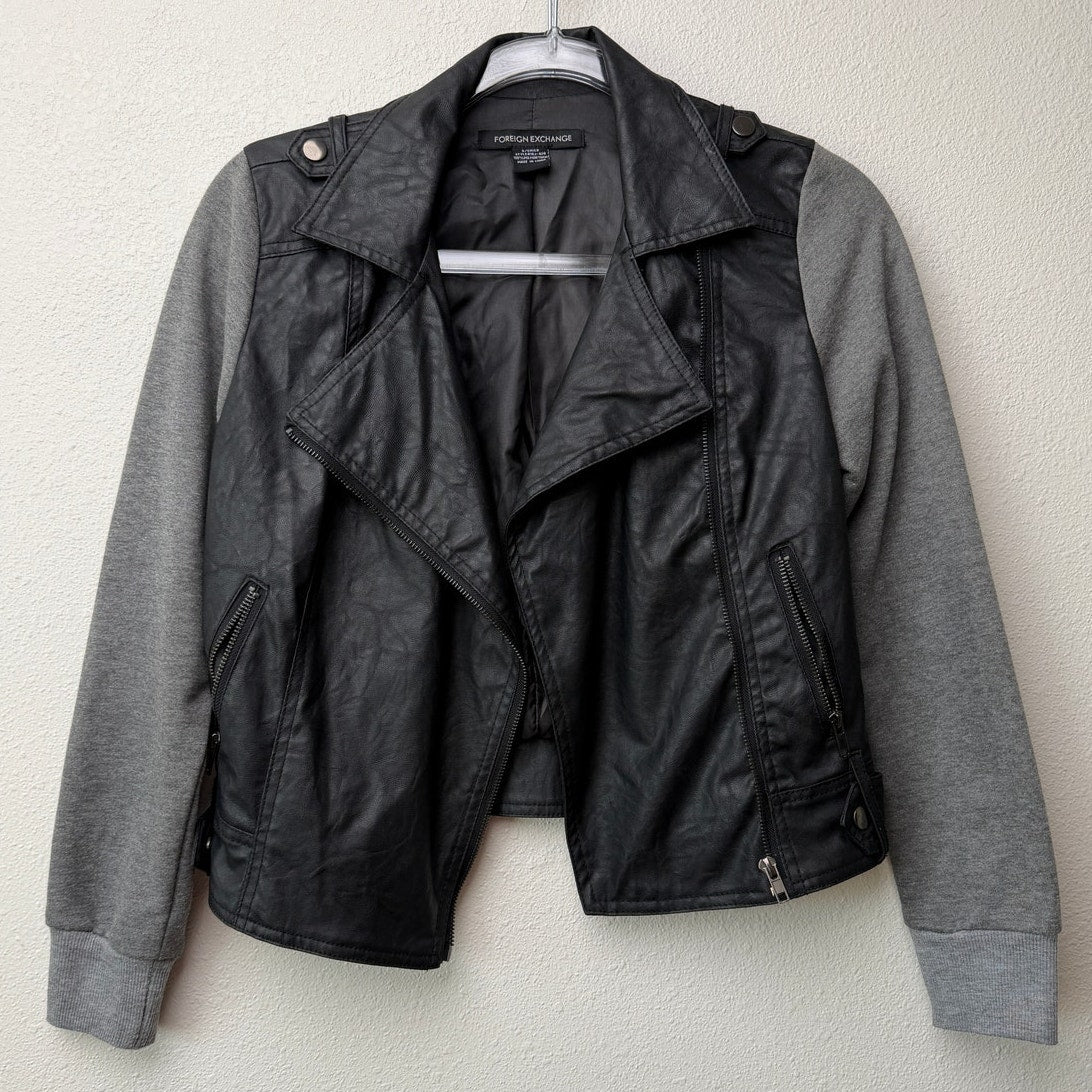 Foreign Exchange Black Gray Womens S Moto Jacket