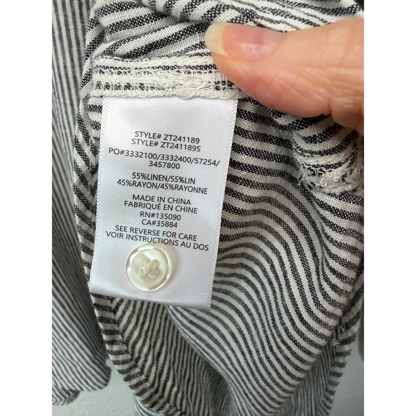 Z Supply The Perfect Line Stripe Linen Shirt Womens M