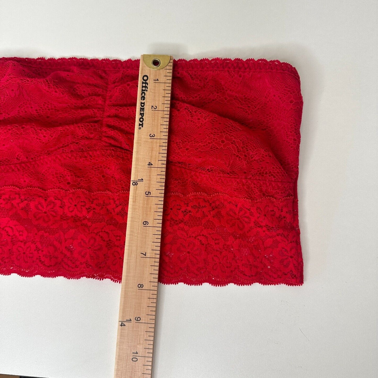 Gilly Hicks Bright Red Lace Design Stretch Relaxed Bandeau Top Large