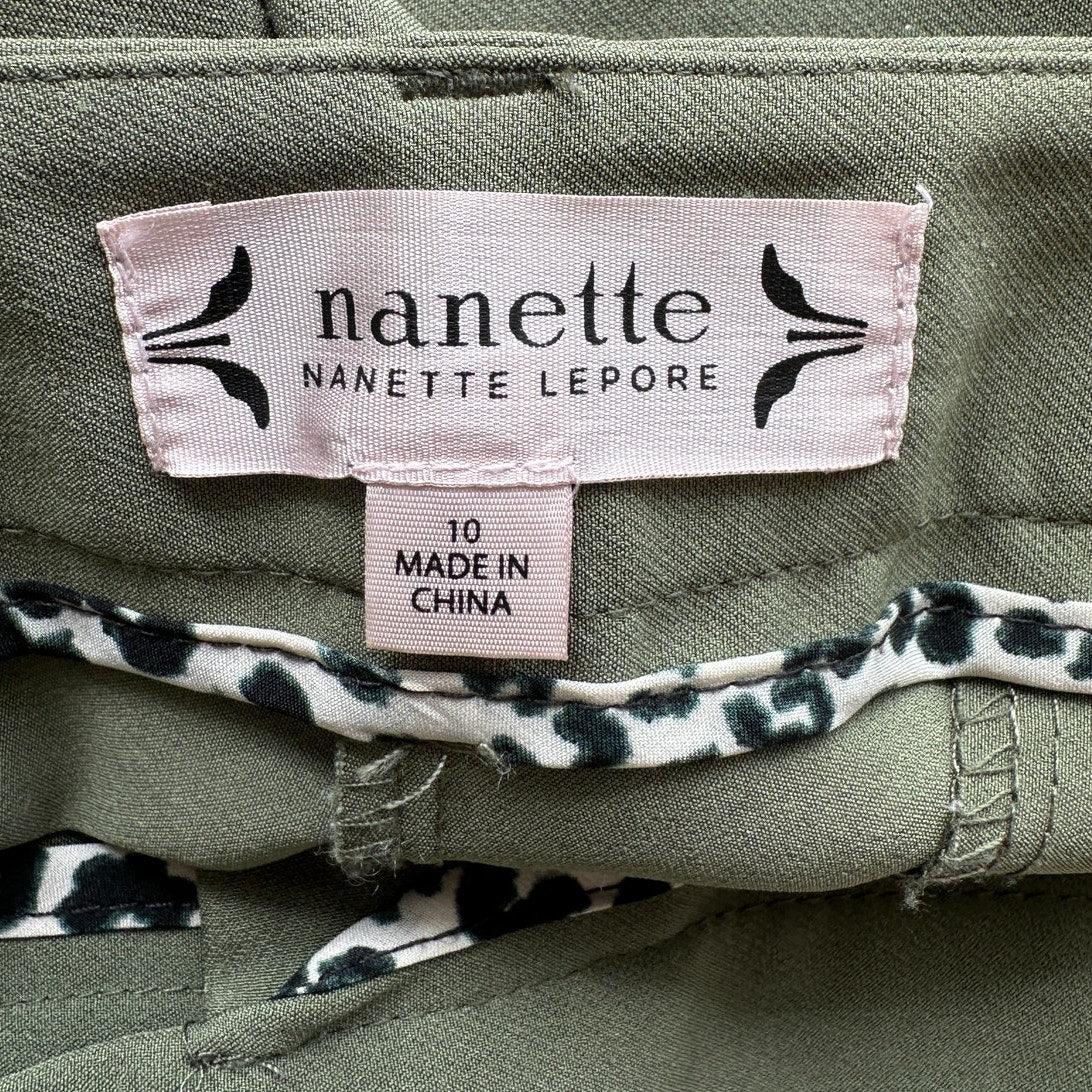 Nanette Lepore Olive Green Dress Pants Slash Pocket Trouser 10