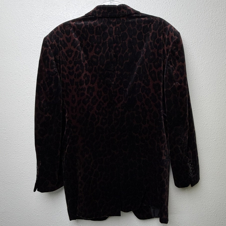 Tom Ford Leopard Print Velvet Blazer Cocktail Jacket Brown Black Men's US 48R