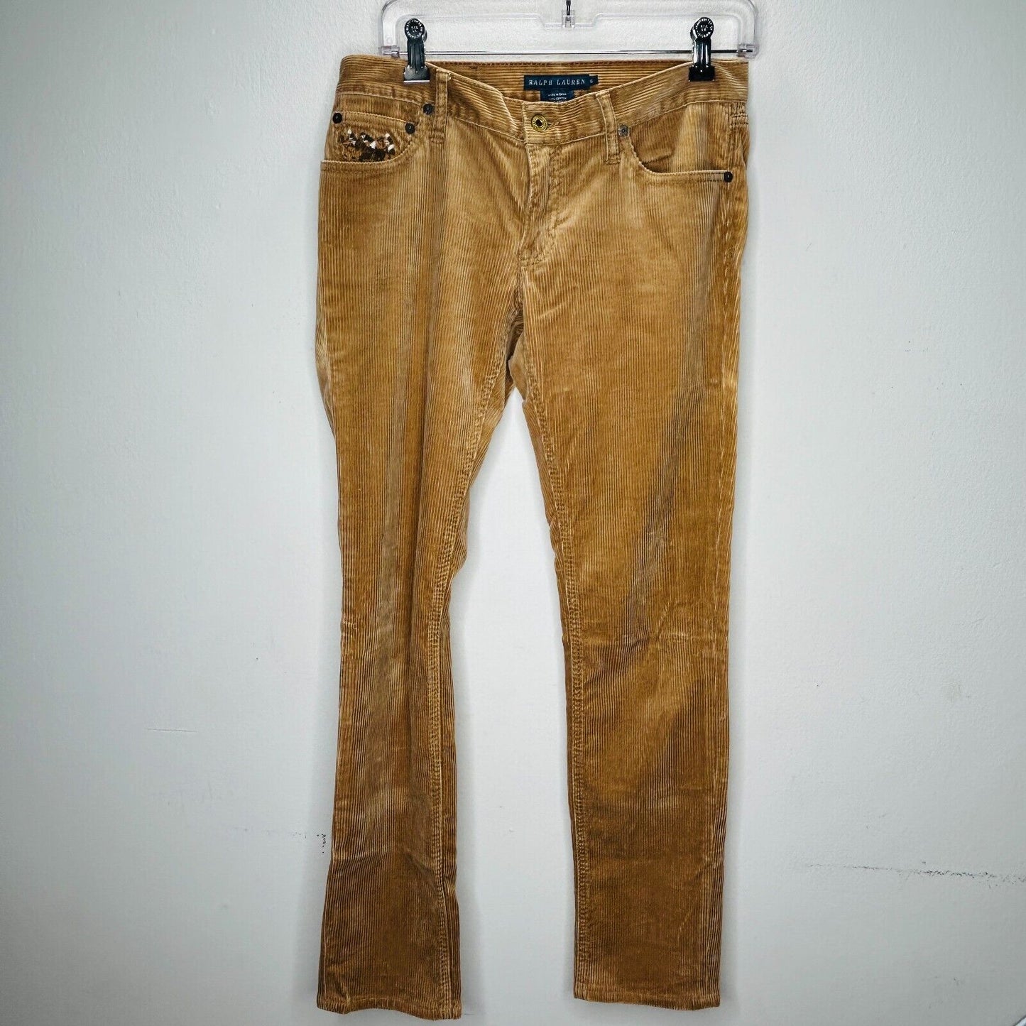 Ralph Lauren Blue Label RL650 Thompson Tan Corduroy Slim Low-Rise Straight Jeans