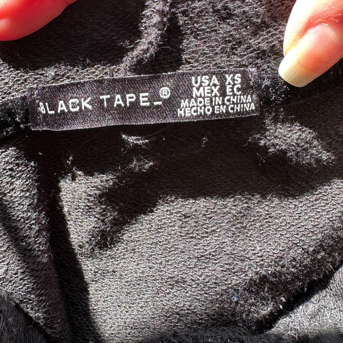 Black Tape Black Hooded Long Sleeve Cheetah Print Embossed Design Hoodie S