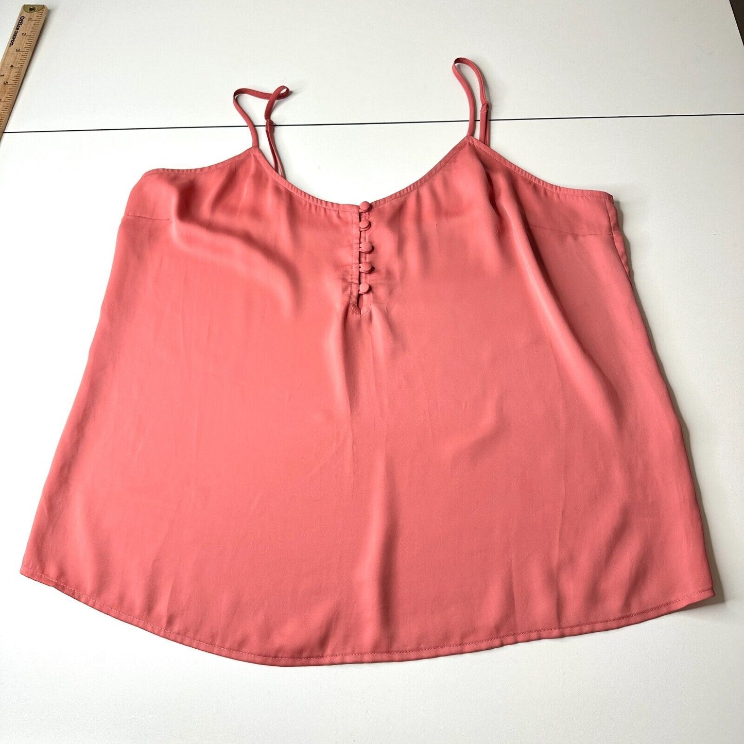 L'Academie Peach 5-Button Loop Close Knit Tank Adjustable Straps Cami Top L