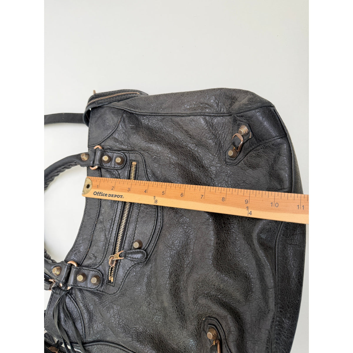 Balenciaga Black Studded Motorcycle Satchel Women's