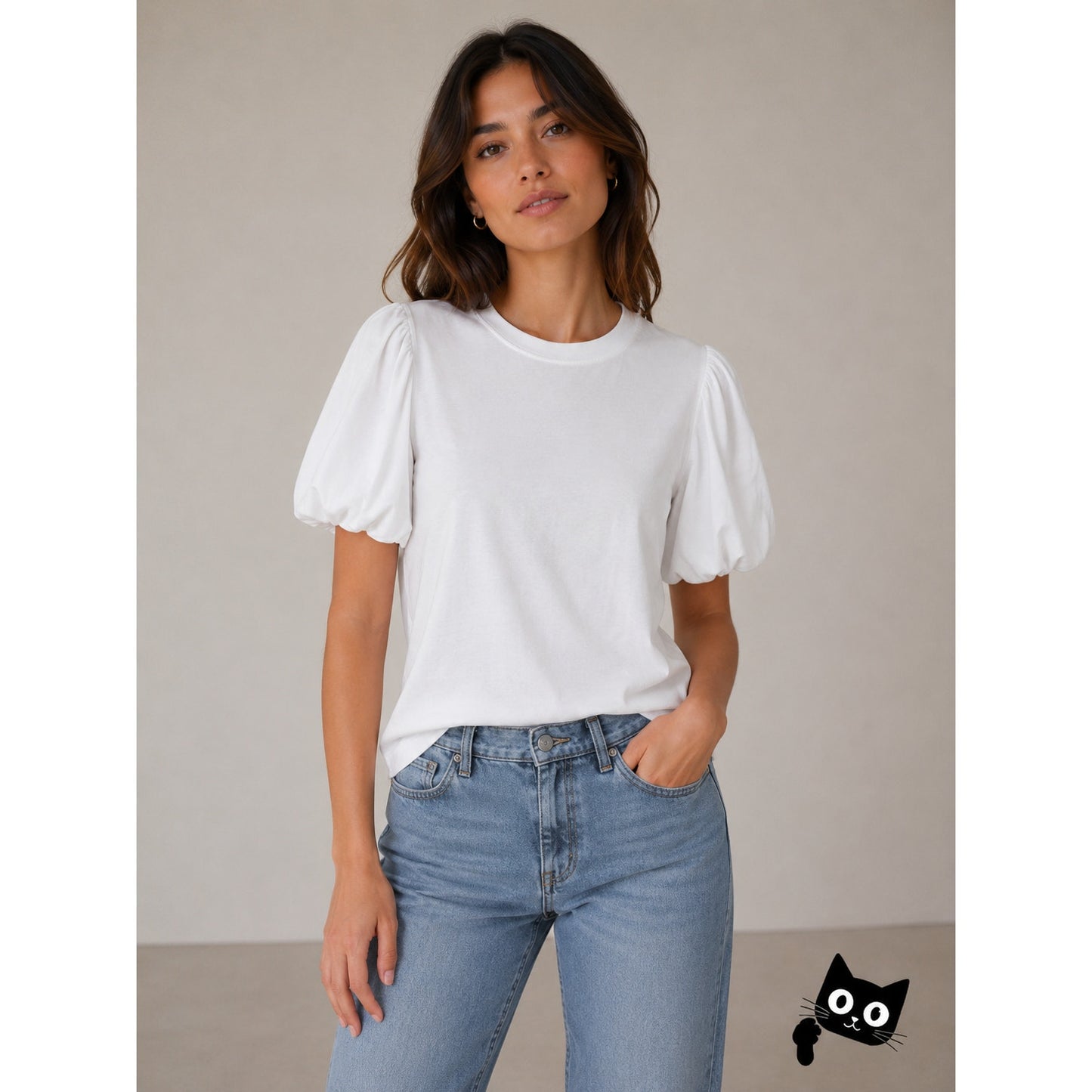 A.L.C. White Poole Puffy Short Sleeve Round Neck T-Shirt S