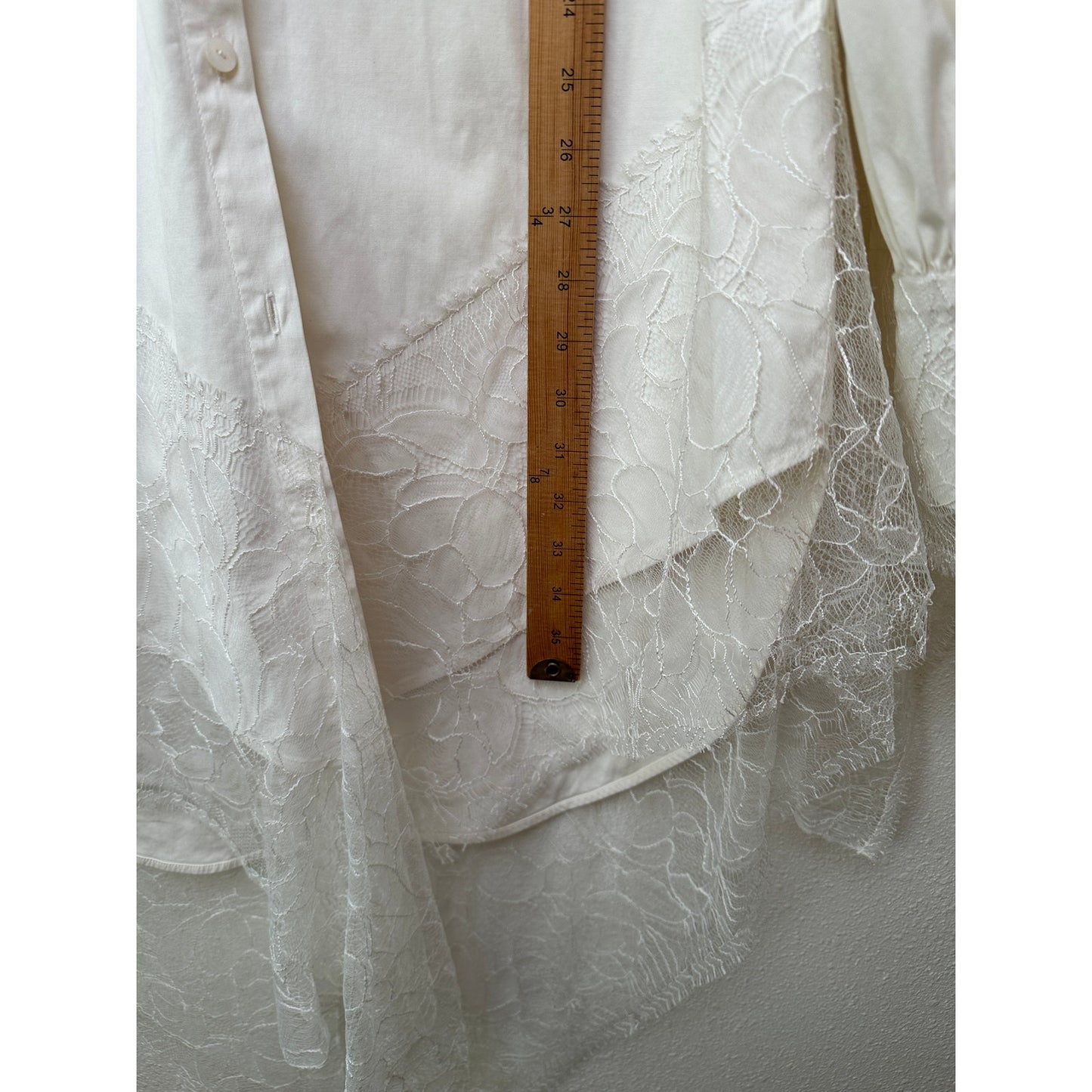 Danielle Frankel Shirt Dress Ivory Lace Trim Women's L