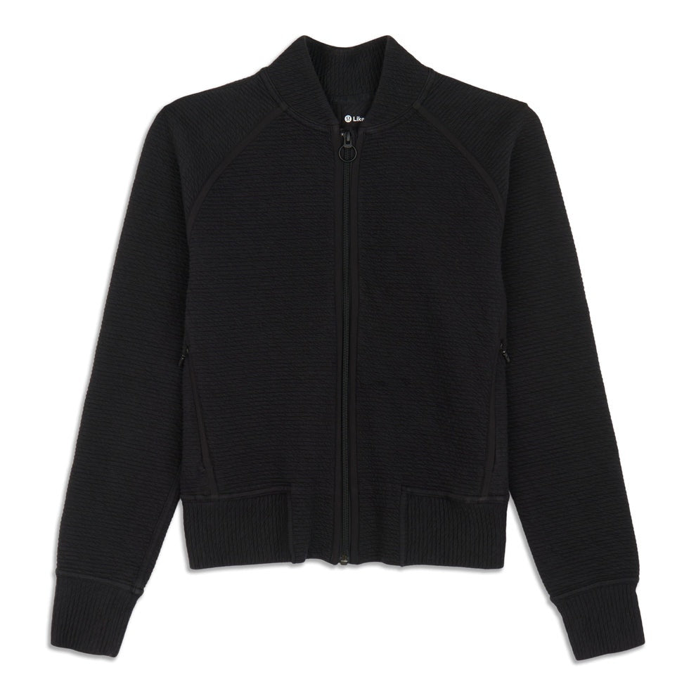 Lululemon Black On Repeat Ribbed Long Sleeve Zip Bomber Jacket 4