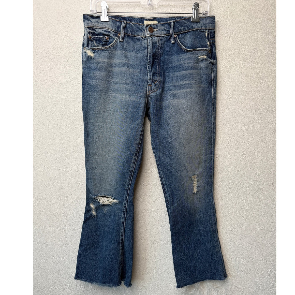 Mother Nomad Crop Fray Jeans Blue Womens 26