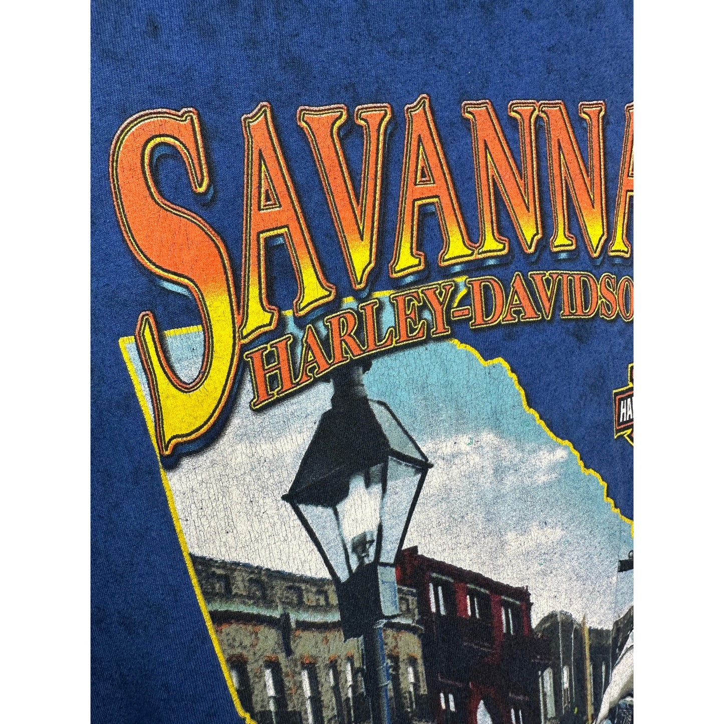 Harley-Davidson Savannah GA Tee Men’s L Blue Biker Shirt