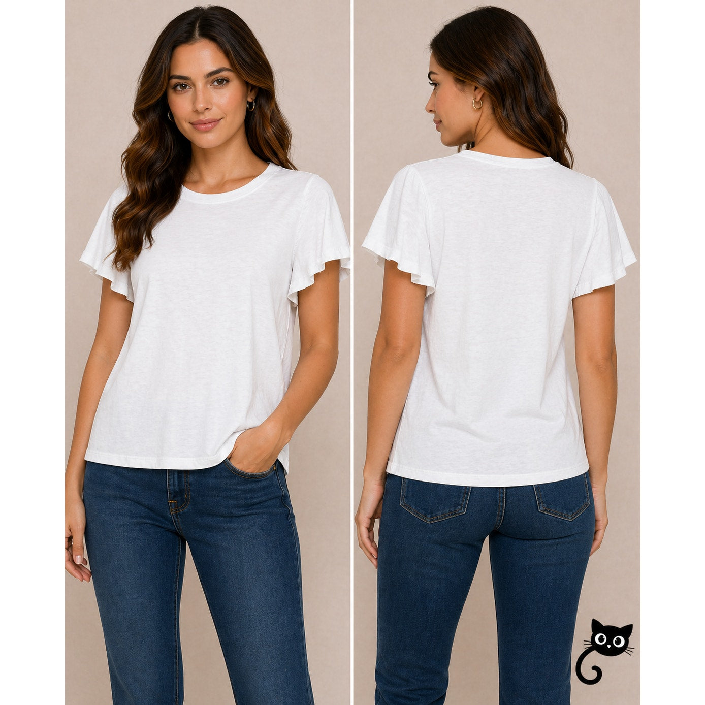 NWT Joie Aeowin Cotton White Short Flutter Sleeve Crew Neck Relaxed T-shirt XXS