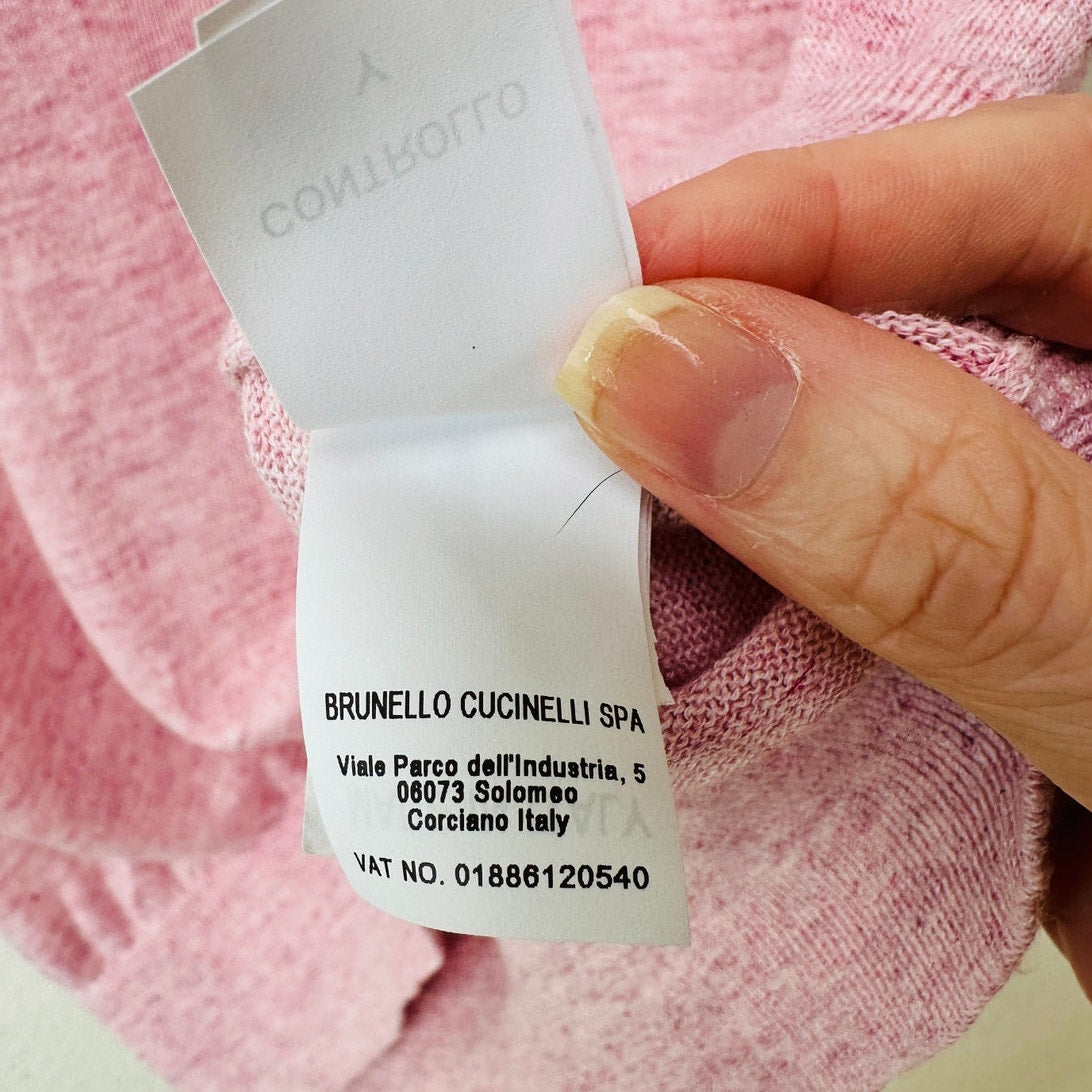 Brunello Cucinelli Polo Pink Men US XL Linen Knit