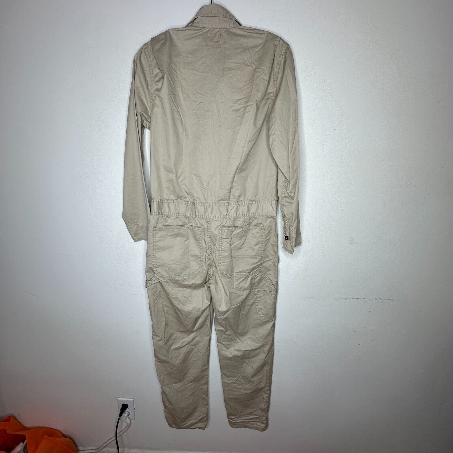 Civilianaire Khaki Twill Front-Zip Long Sleeve Pockets Utility Jumpsuit XS