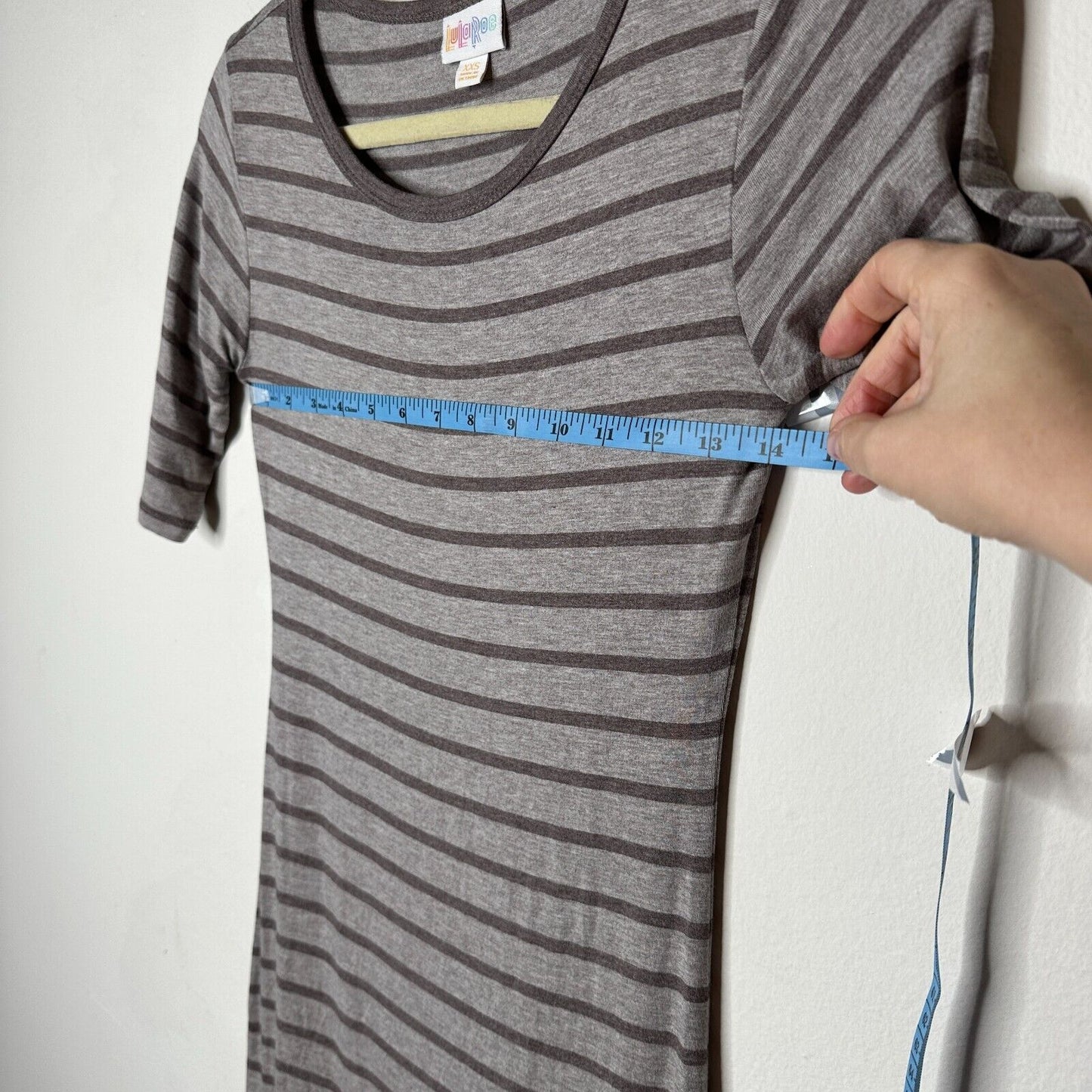 Julia Midi Gray-Stripe Short Sleeve Pullover Stretch Bodycon Dress XXS
