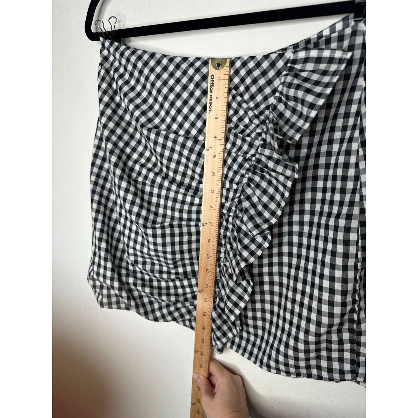 LOVERS + Friends Sassy Lisa Gingham Black White Check Ruffle Mini Skirt Large