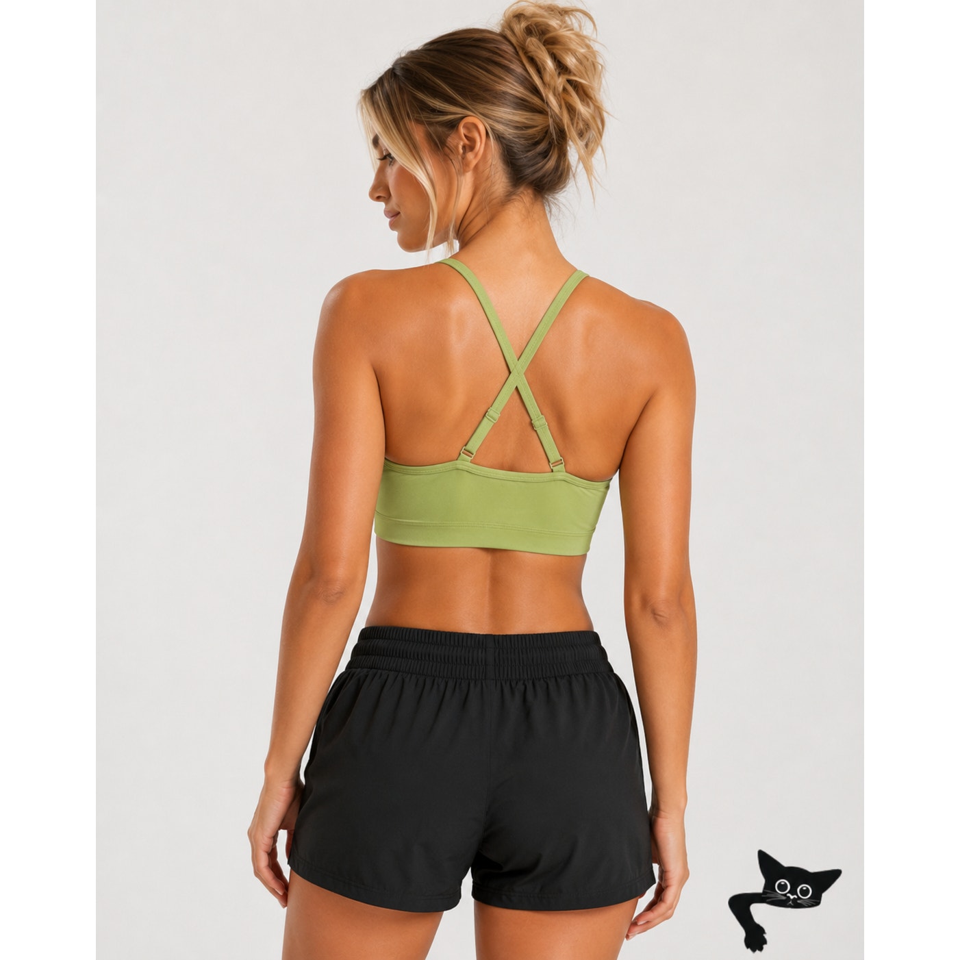 Gymshark Yellow Green Ruched Racer Back Padded Sports Bra XS