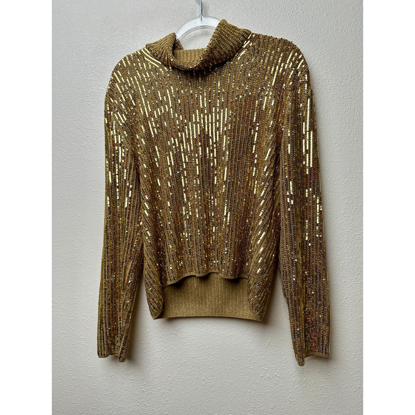 Gucci Sweater Gold Womens US M Sequin Turtleneck