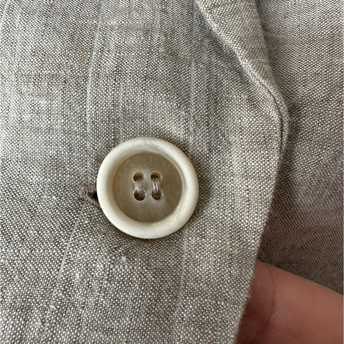 Brunello Cucinelli 100% Linen Beige Silver Stripe Button Blazer 46 / 14