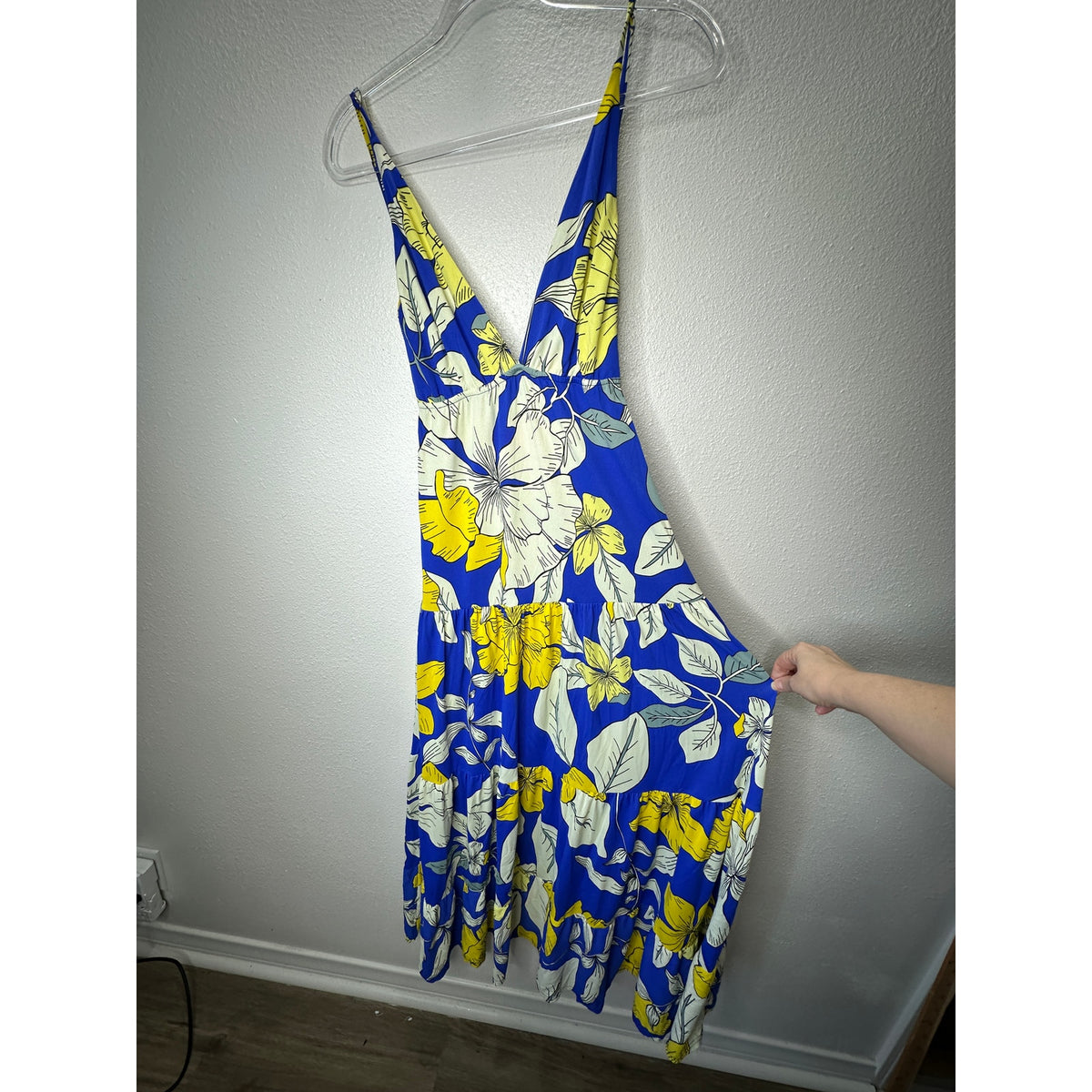 Maaji Bright Yellow White Royal Blue SandCastle Sleeveless Maxi Dress S
