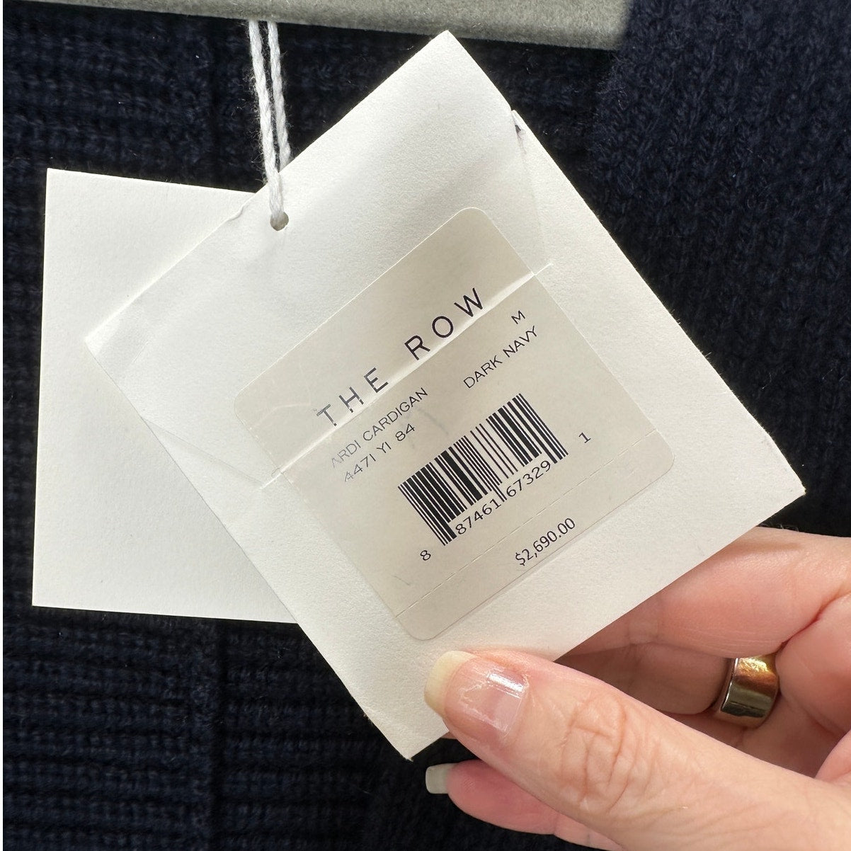 NWT The Row Dark Navy Ardi Chunky Knit Long Line Open Cardigan M