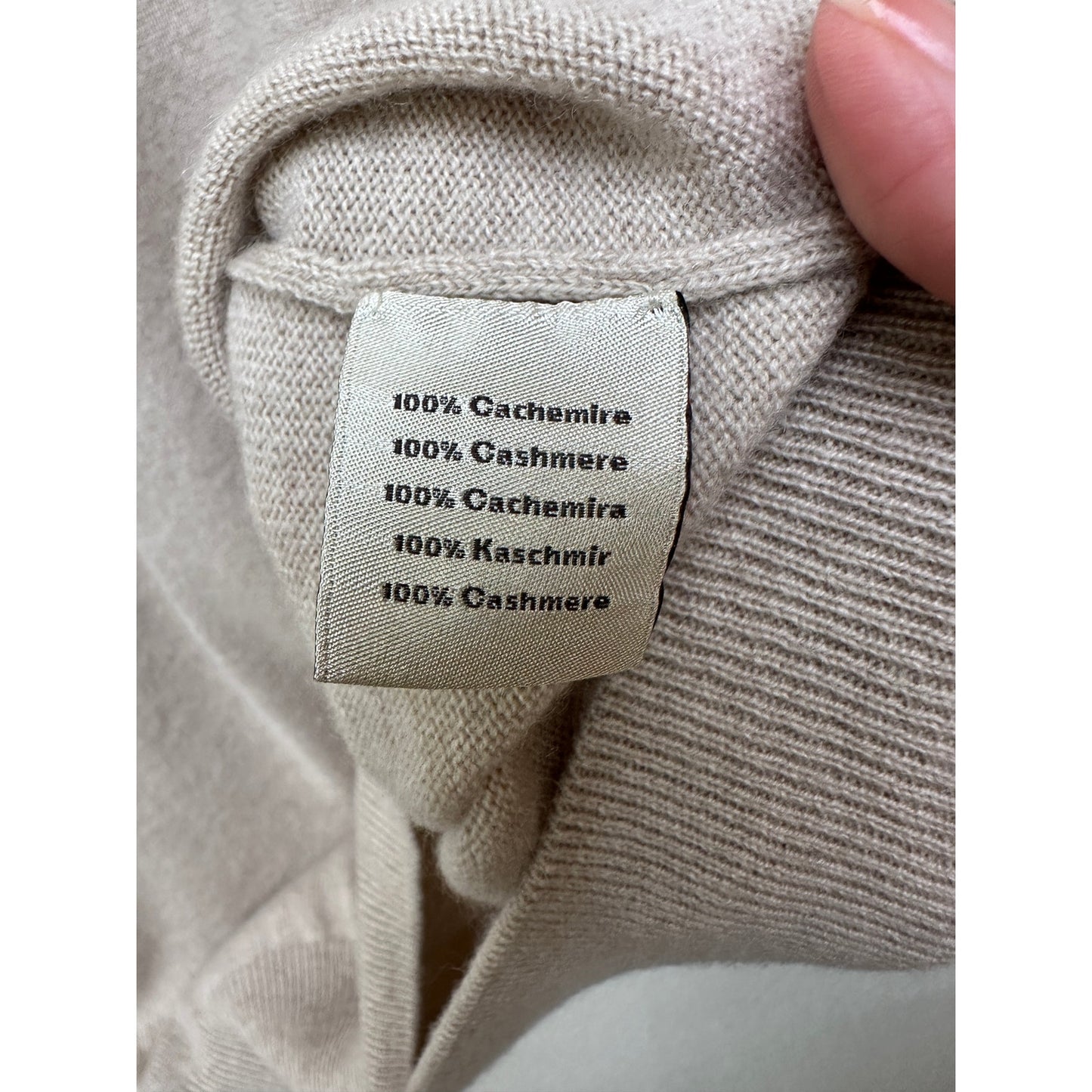 Hermes 100% Cashmere Crewneck Sweater Beige Men’s 2XL Made in Italy