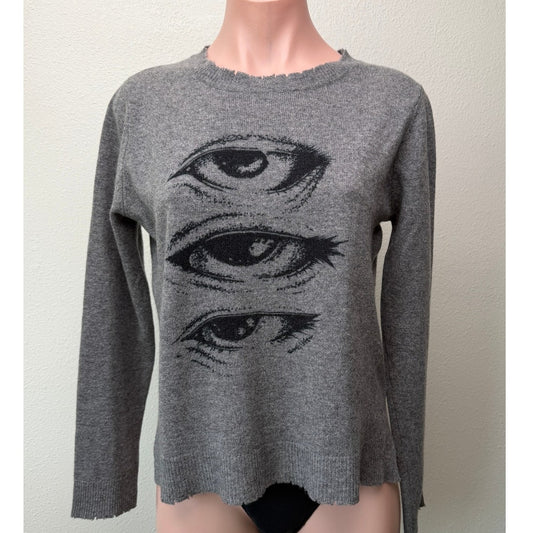 Artelier Nicole Miller Cashmere Eye Sweater Women P Gray