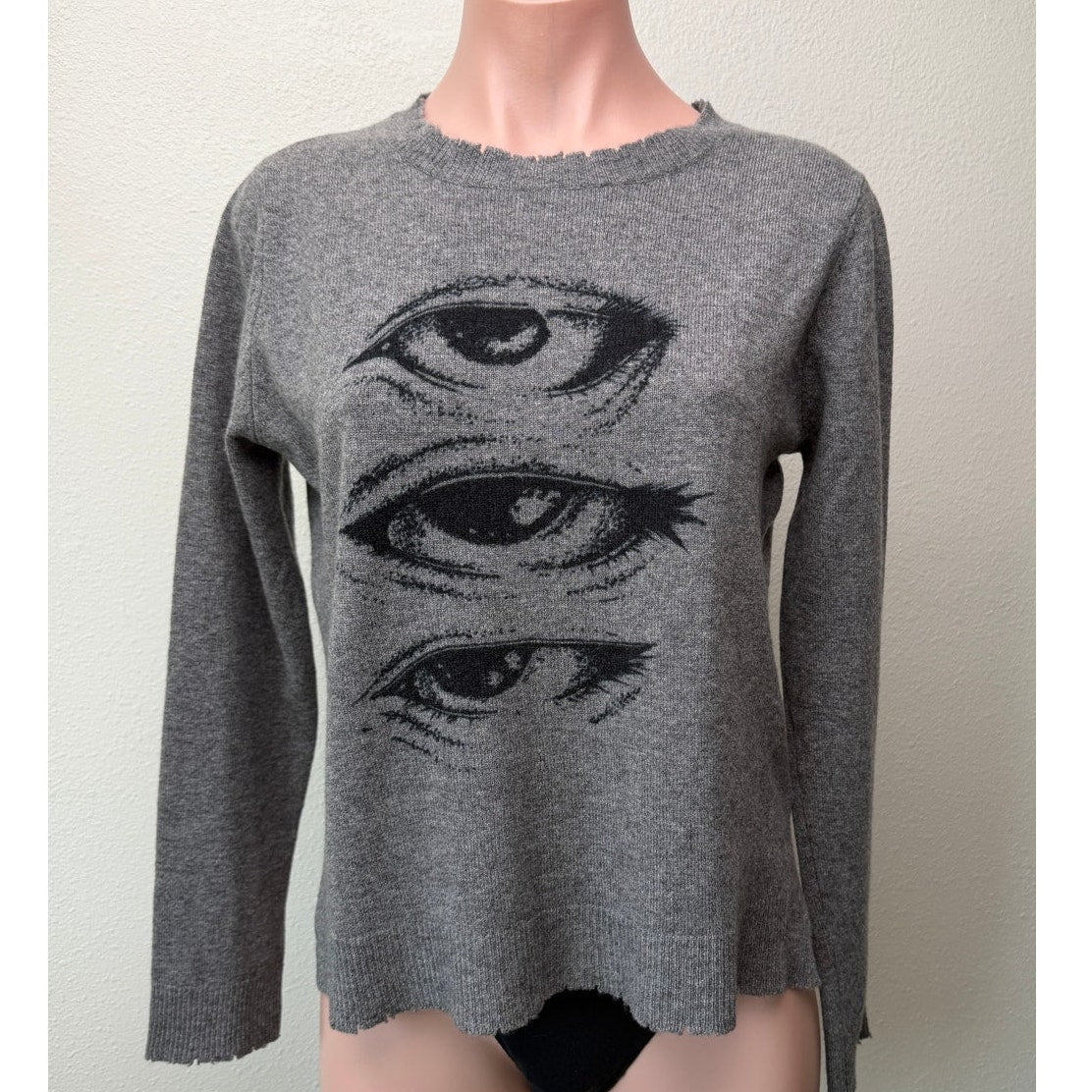 Artelier Nicole Miller Cashmere Eye Sweater Women P Gray