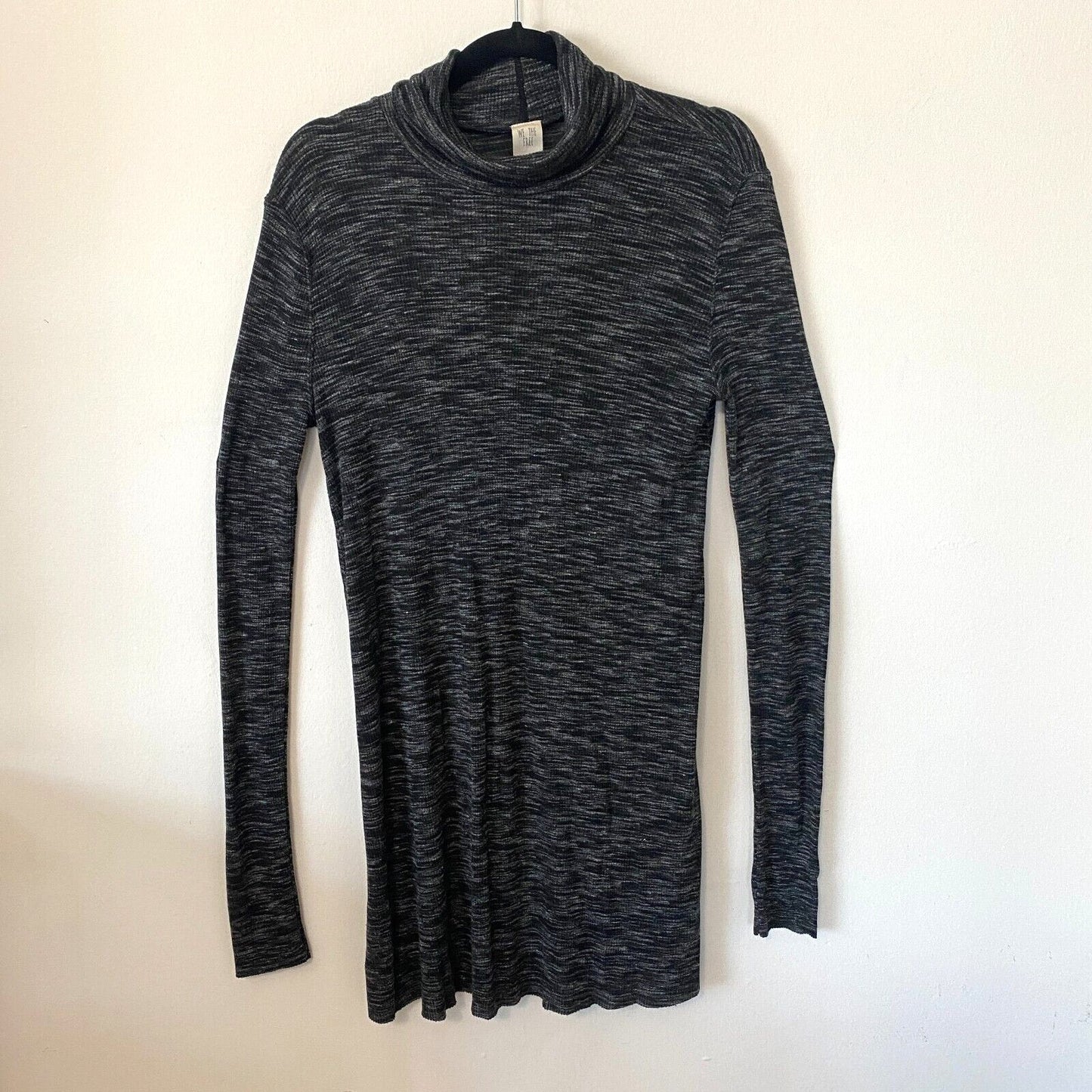 We The Free Stone Cold Split Back Long Sleeve Turtleneck Top Black Gray Medium