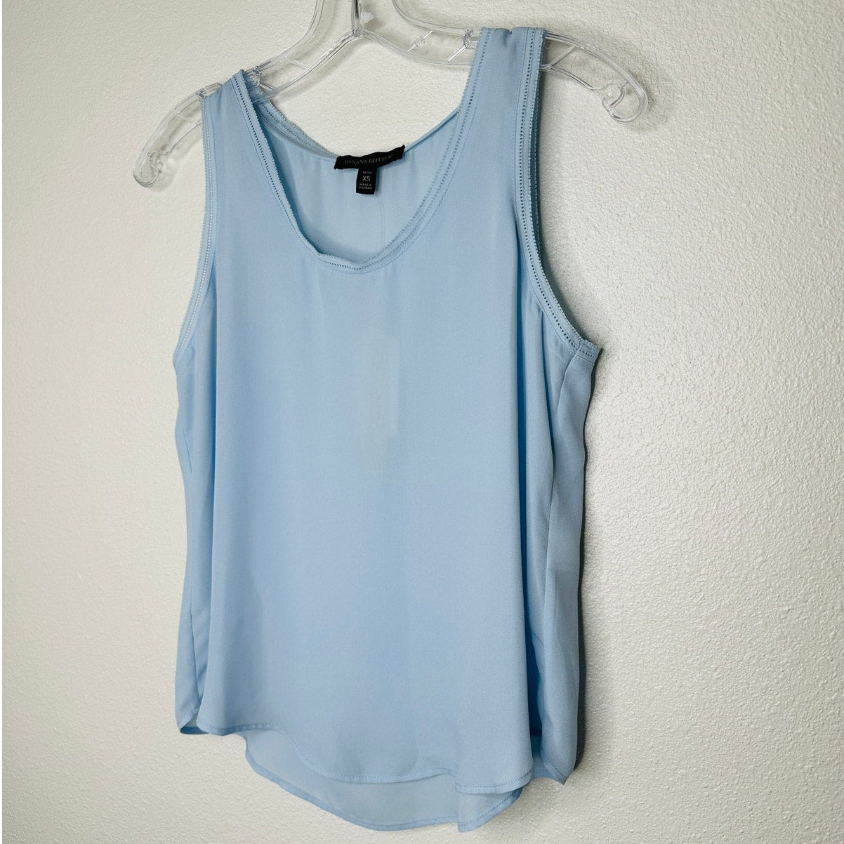 NWT Banana Republic Light Blue Picot Trim Semi Sheer Tank Top XSP