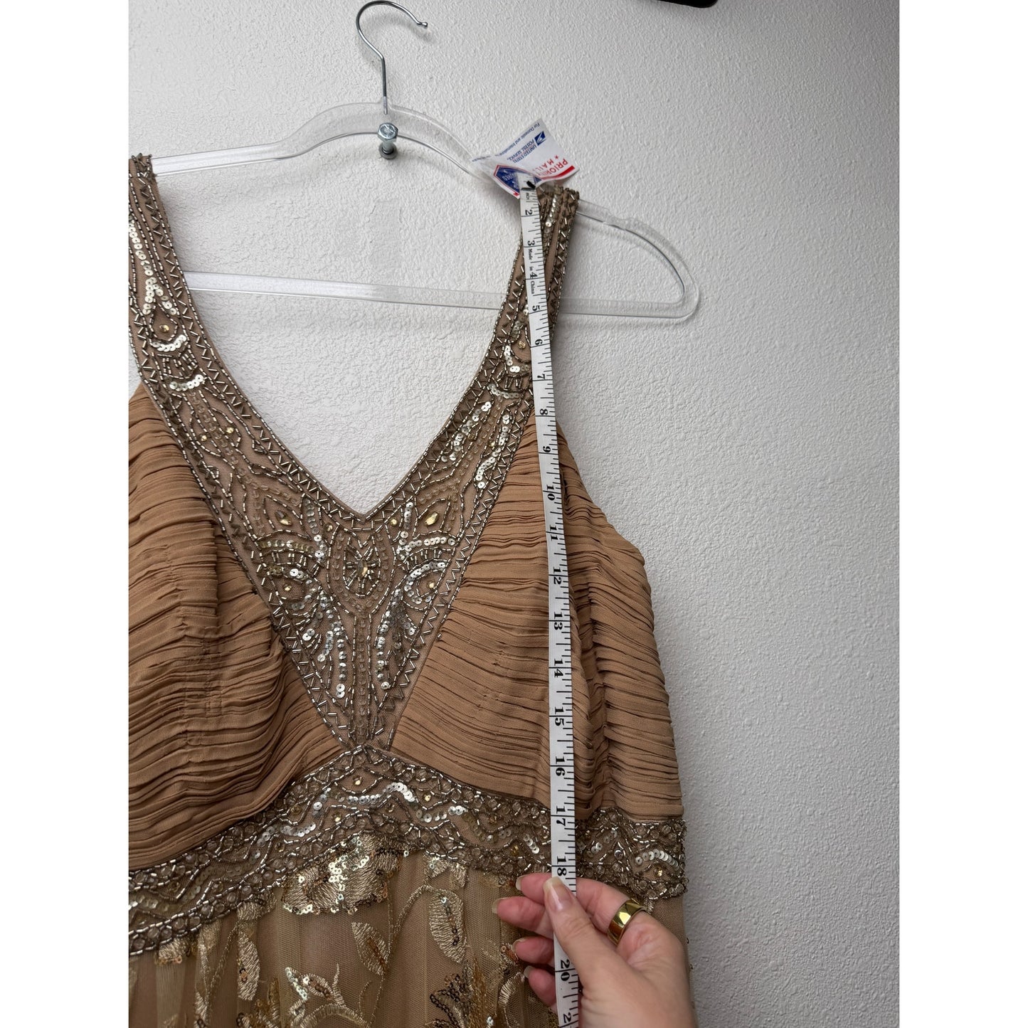 Sue Wong Beaded Sequin V-Neck Floral Dress 16