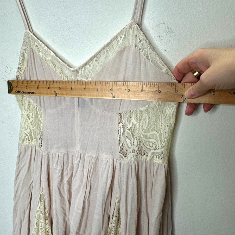 Catch Me Light Pink & Cream Lace Babydoll Mini Dress Small