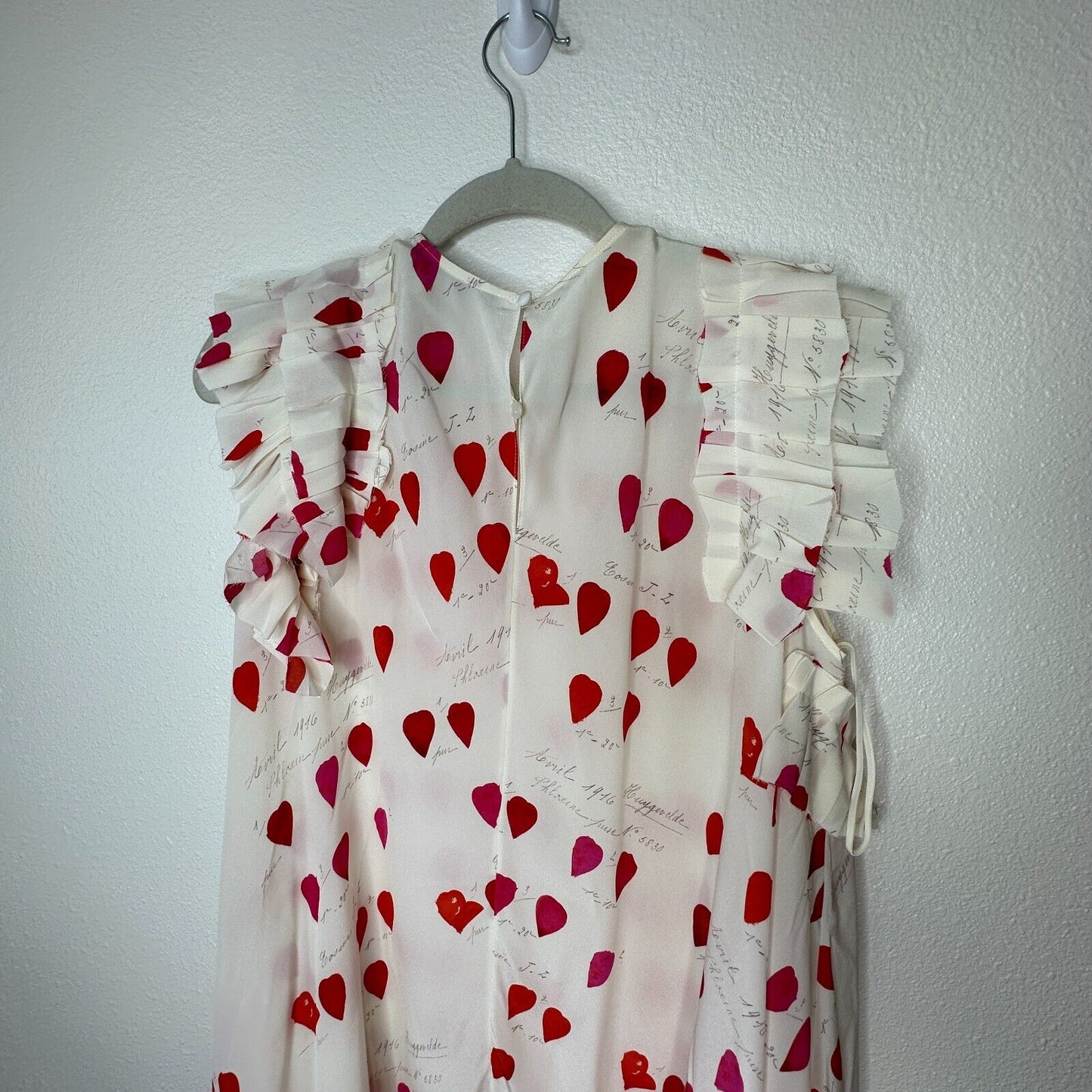 Alexander McQueen Cream Red Sleeveless Asymmetric Pleated Ruffle Blouse