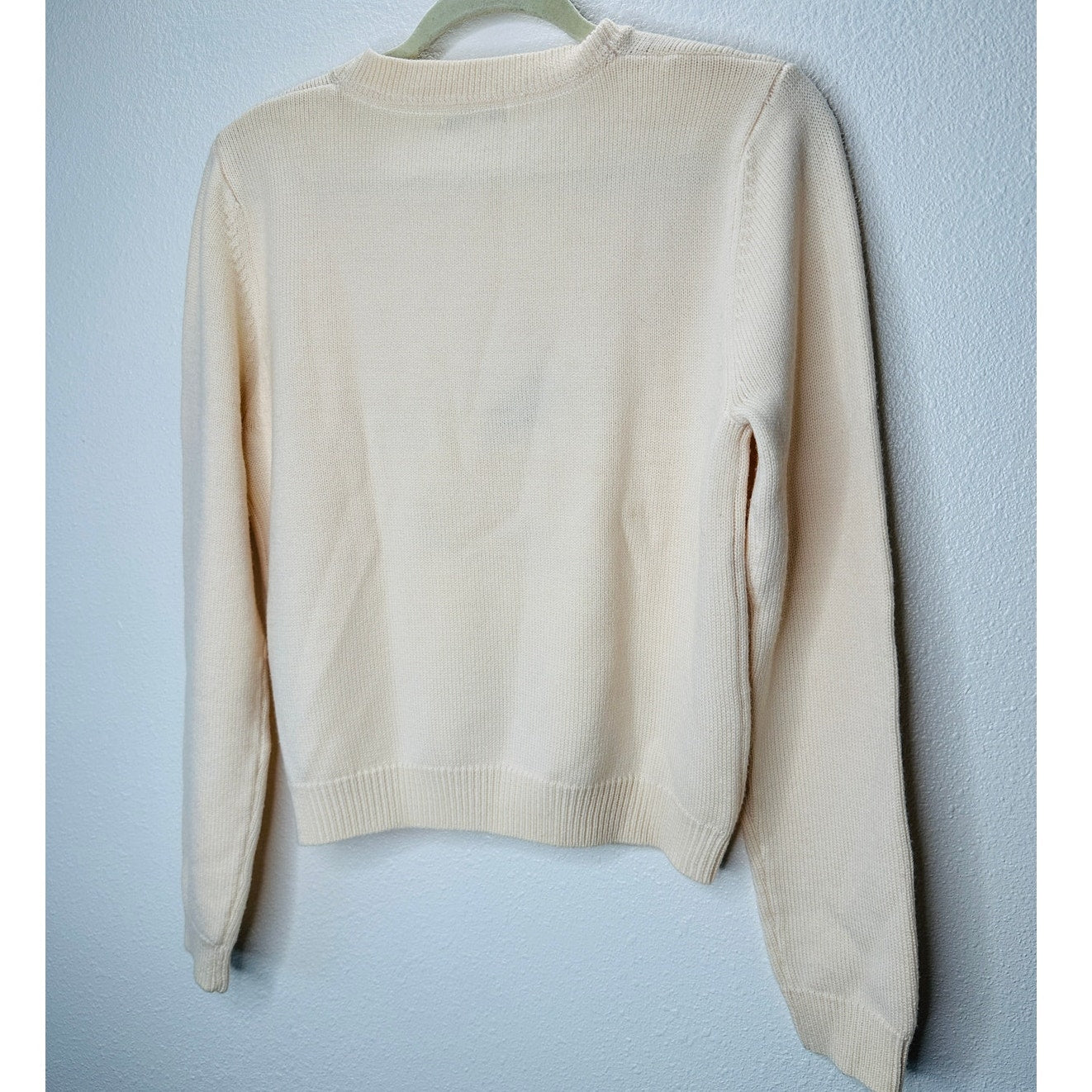 Opening Ceremony Butter Cream Crew Neck Cat Motif Sweater L
