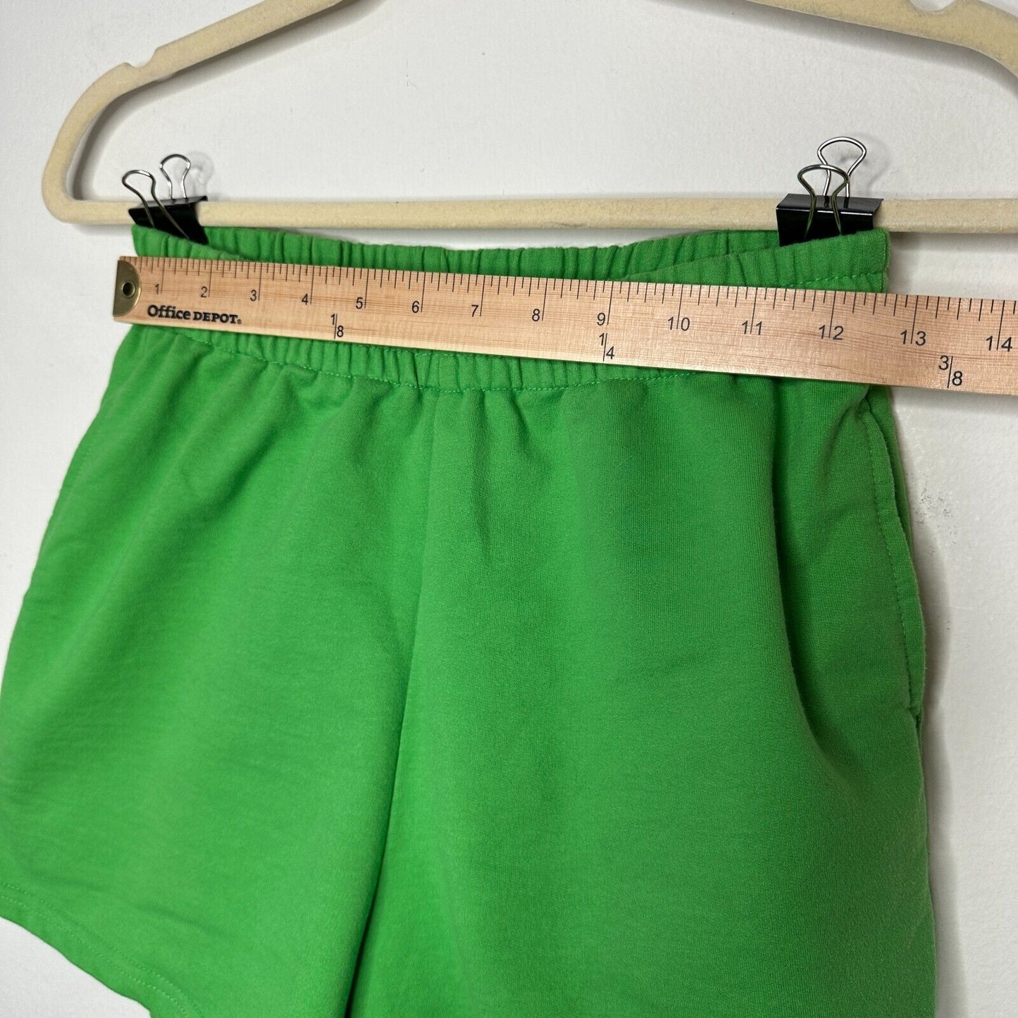 Retro 70’s Green Drawstring Knit Sweat Shorts Pockets Athletic High Waist Medium